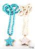 Boho Necklace, RH Turquoise White Blue Natural Stone